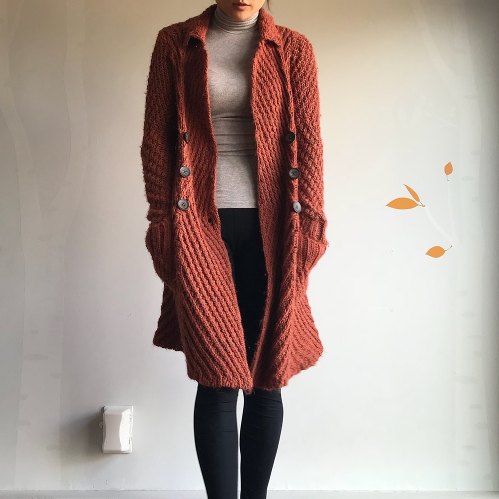 SOLD Burnt orange Free People knit cardigan
